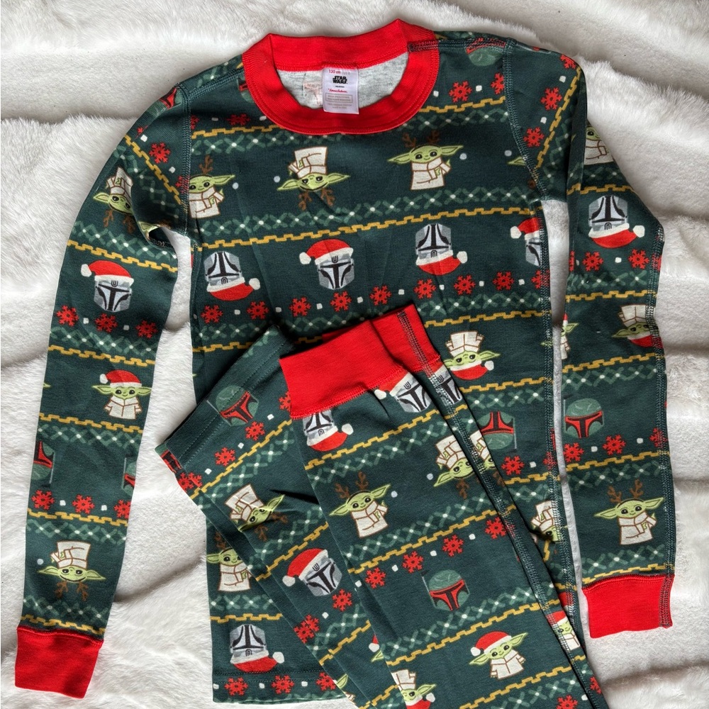 Hanna Andersson Organic Cotton Holiday Long John Star Wars Grogu Pajamas - Picture 6 of 6